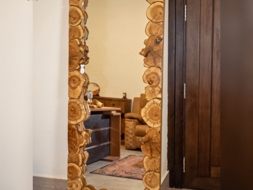 Mirror with olive wood frame