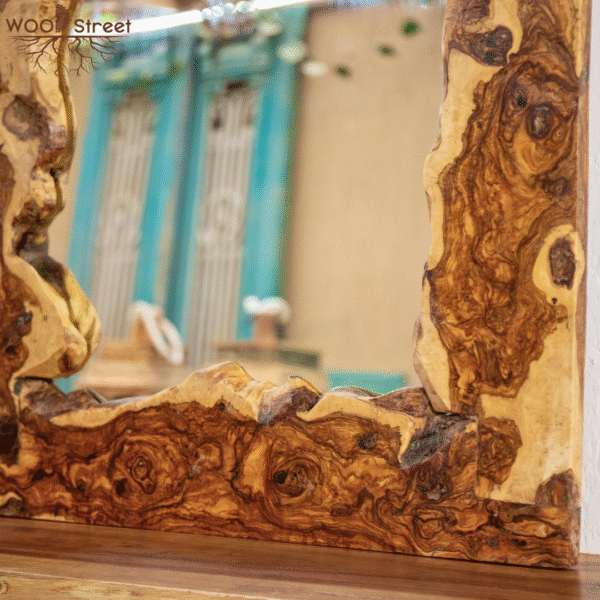 Olive Wood Live-Edge Wall Mirror