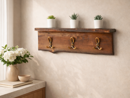 Live-Edge Clothes Hanger & Shelf