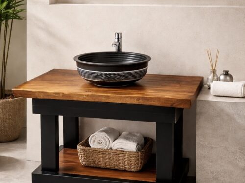 Live-Edge Mahogany Bath Unit