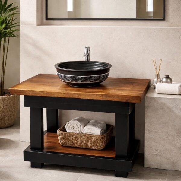 Live-Edge Mahogany Bath Unit