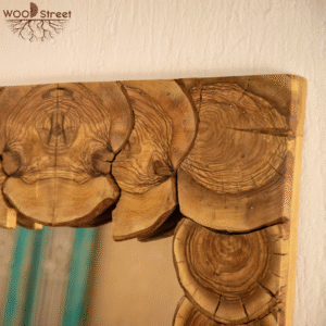 Mirror with natural wood frame