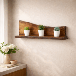 Live-Edge Mahogany Wall Shelf