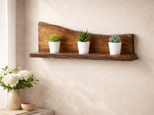 Live-Edge Mahogany Wall Shelf