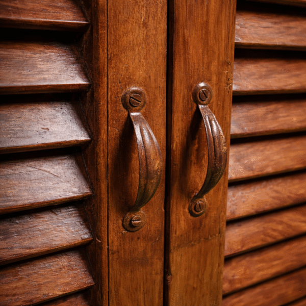 Antique Slatted Pine Wood Buffet