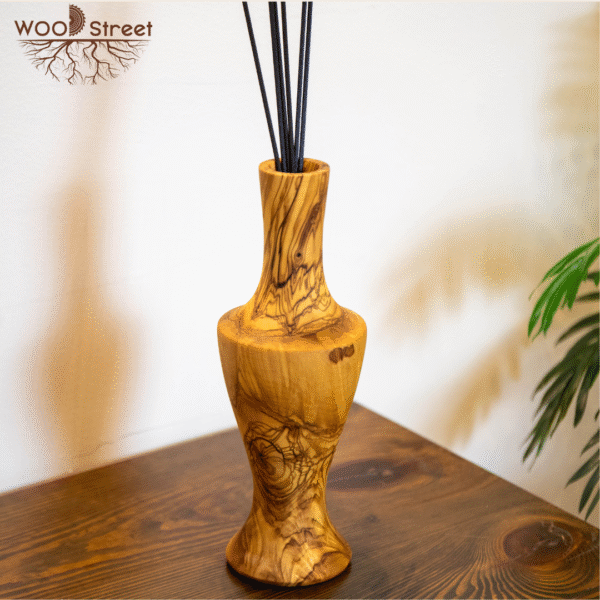 Olive Wood Hand-Carved Vase