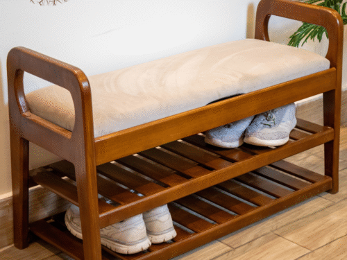 Shoe bench with storage unit