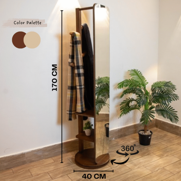 Rotating Clothes Rack with Mirror