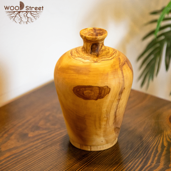 Olive Wood Hand-Carved Vase