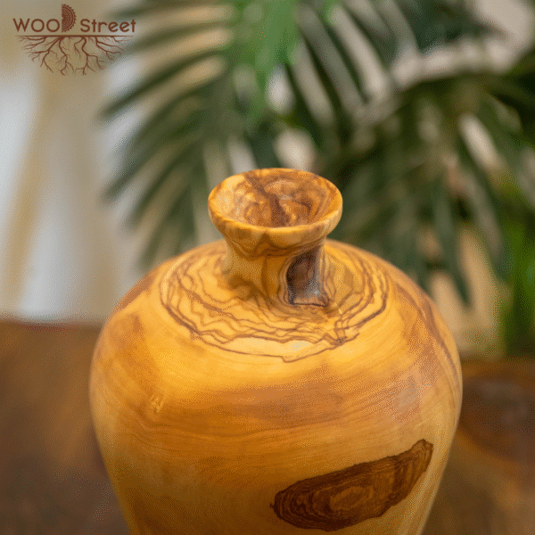 Olive Wood Hand-Carved Vase