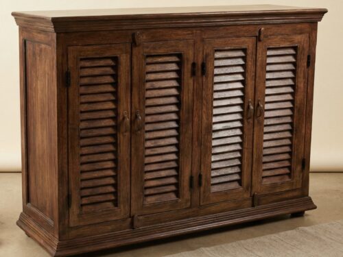 Antique Slatted Pine Wood Buffet