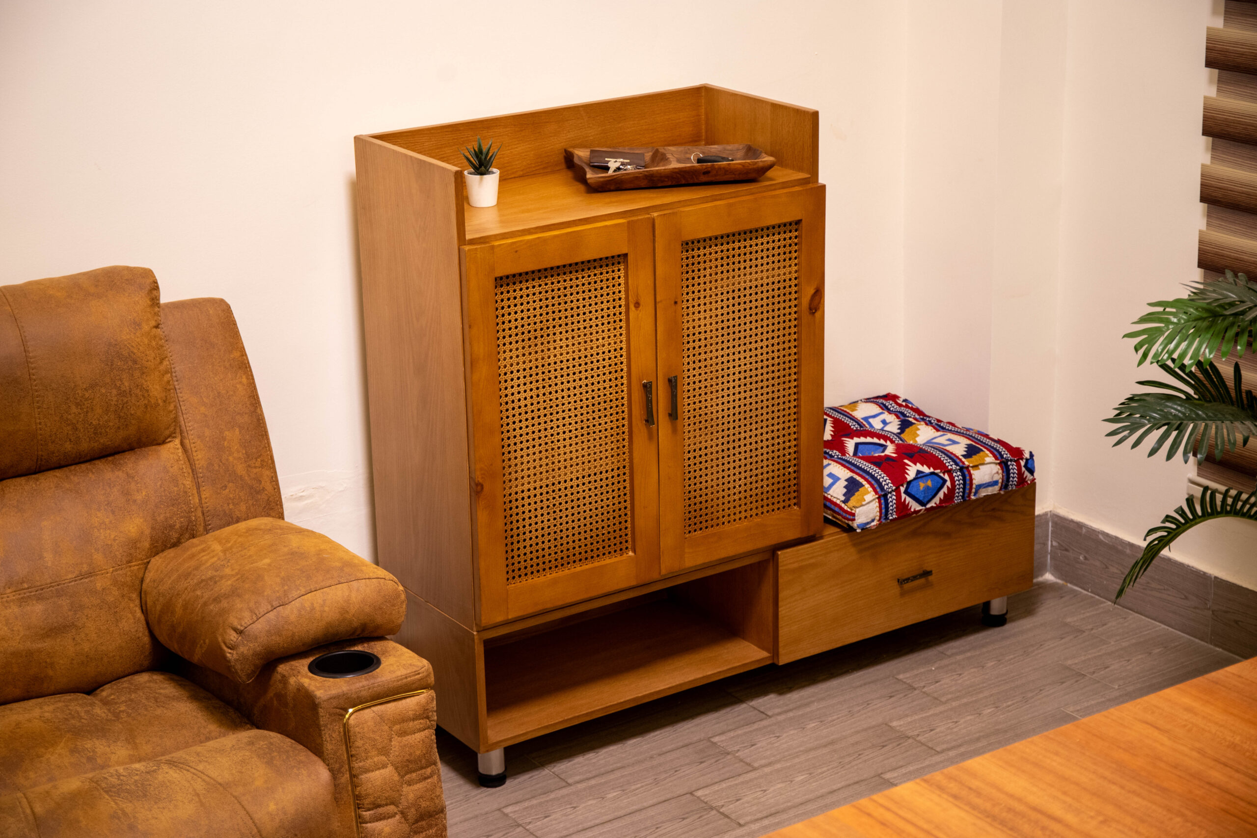 IMG_9658-scaled-1.jpg Rattan-Accent Shoe Storage - Image 1