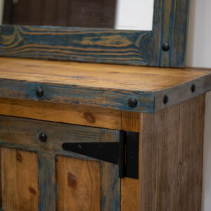 Antique Pine Wood Storage Console