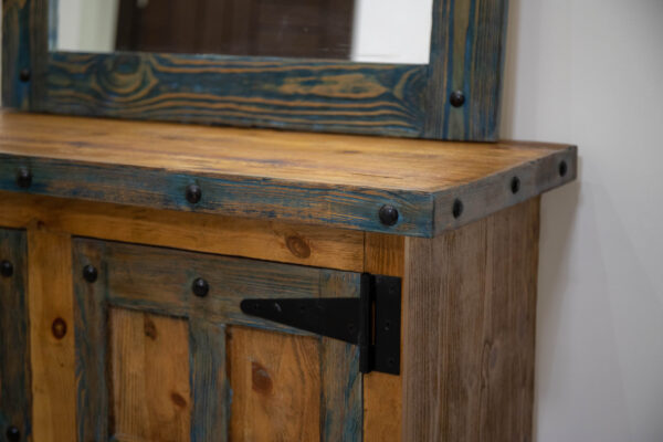 Antique Pine Wood Storage Console