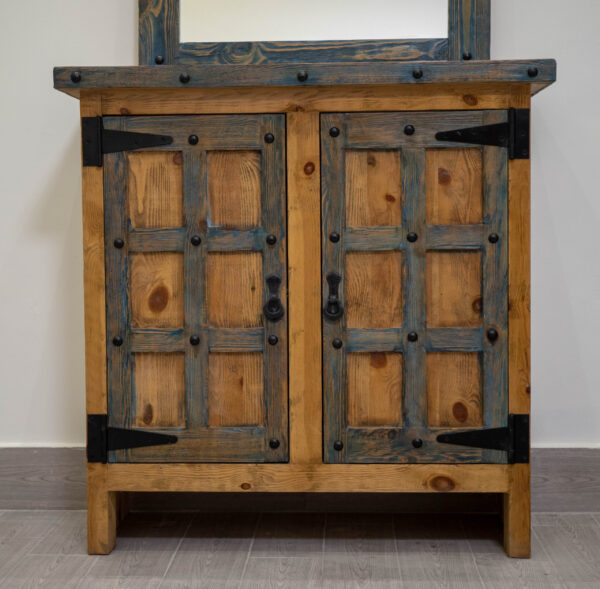 Antique Pine Wood Storage Console