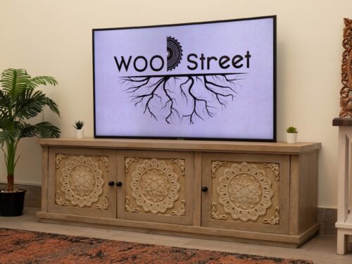 Carved Natural wood TV Unit  | WSA102/2