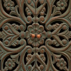 Natural wood buffet with handmade carving