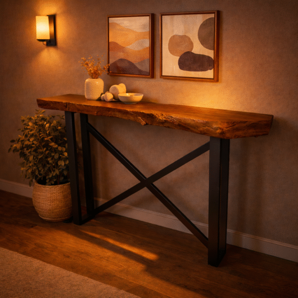 Mahoganyconsole01 Live-Edge Console – Industrial Chic