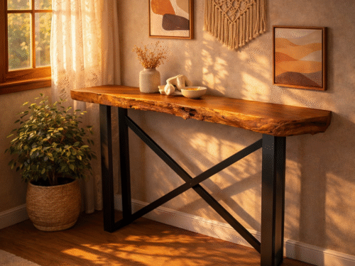Live-Edge Console – Industrial Chic