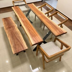 Live Edge Dining Table Set 6 pieces