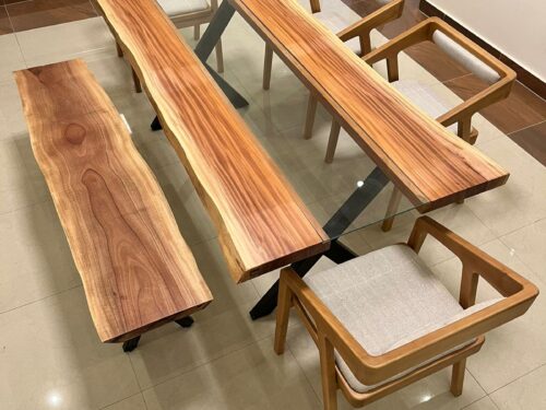 Live Edge Dining Table Set 6 pieces