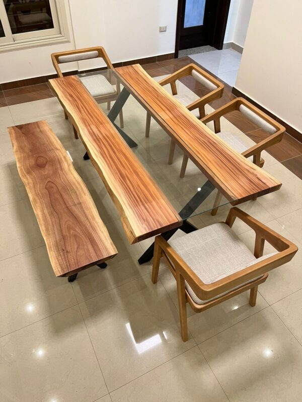 Live Edge Dining Table Set 6 pieces