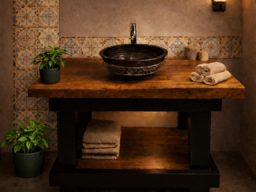 Live-Edge Mahogany Bath Unit