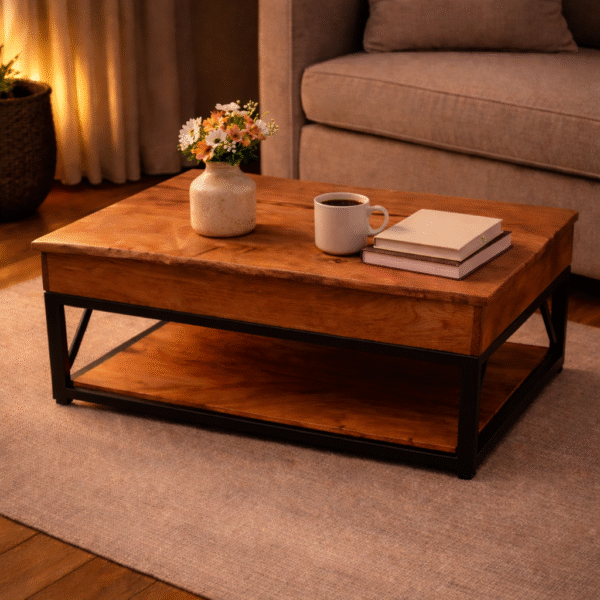 Live-Edge Lift-Top Table – Industrial Storage