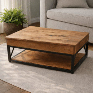 Live-Edge Lift-Top Table – Industrial Storage