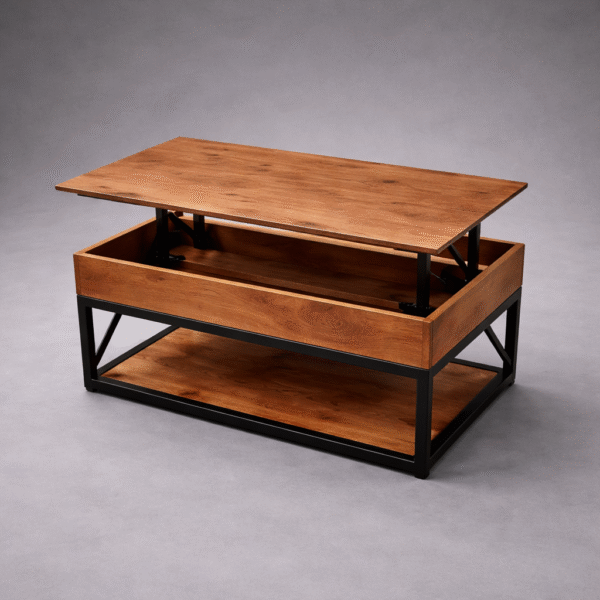 Live-Edge Lift-Top Table – Industrial Storage