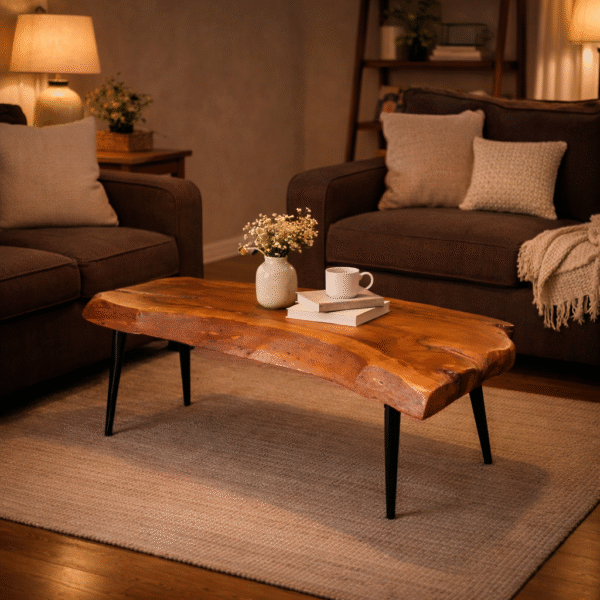 Live-Edge Coffee Table – Industrial Elegance