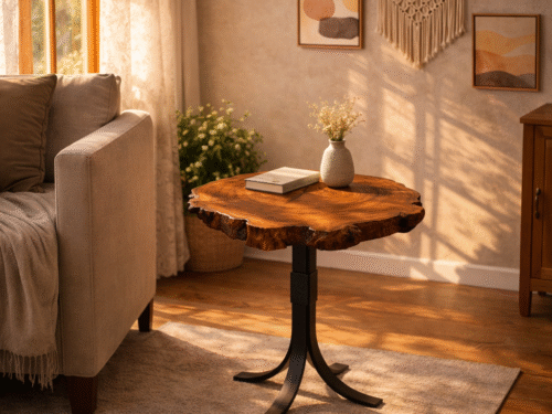 mahogany_sidetable01 (2) Round Mahogany Live Edge Side Table