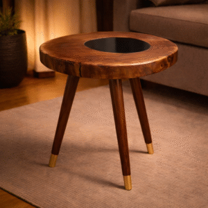 Camphor Wood Live Edge Tripod Table