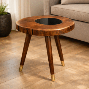 Camphor Wood Live Edge Tripod Table
