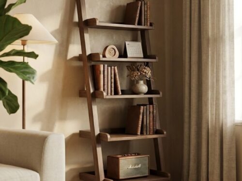 Modern Pine Wood Ladder Shelf