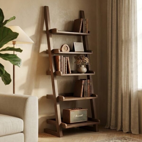 Modern Pine Wood Ladder Shelf