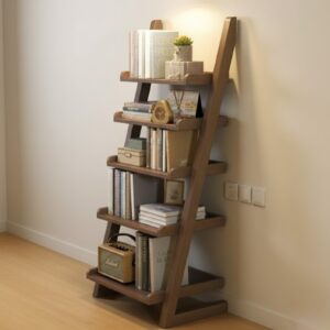 Modern Pine Wood Ladder Shelf
