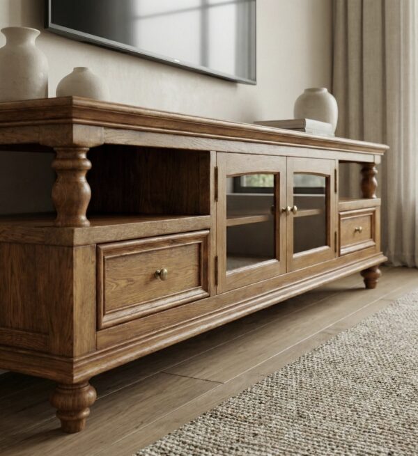 Handcrafted Wooden TV Unit