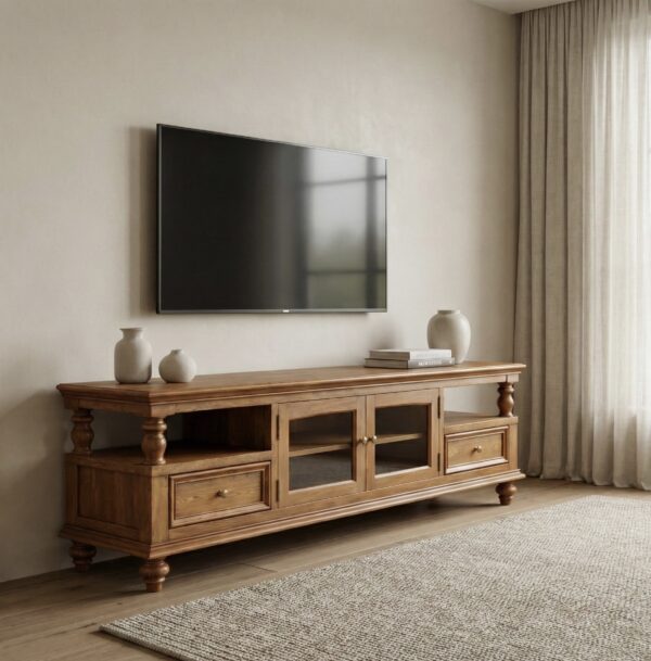 Handcrafted Wooden TV Unit