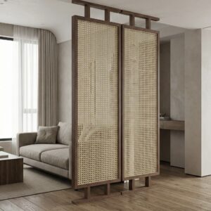Solid Wood Cane Room Divider