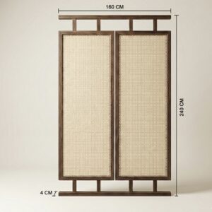 Solid Wood Cane Room Divider