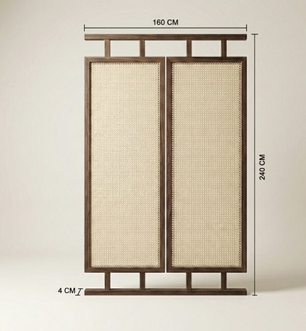 Solid Wood Cane Room Divider