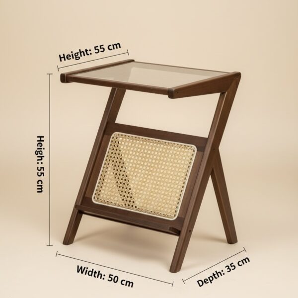 Solid Wood & Natural Cane side Table