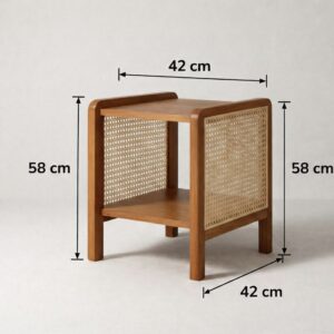 IMG_5541 Natural Wood Side Table with Woven Cane