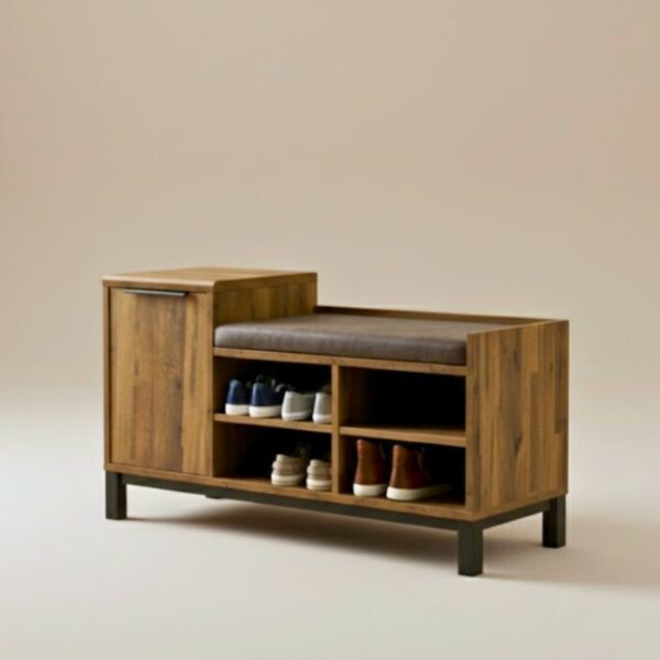 Counter Wood Entryway Bench & Shoe Storage