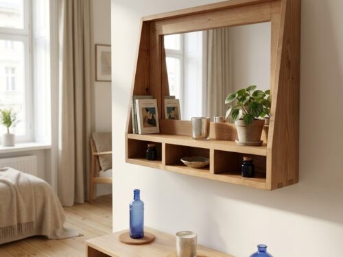 The Still wood Mirror Shelf — Solid Natural Wood