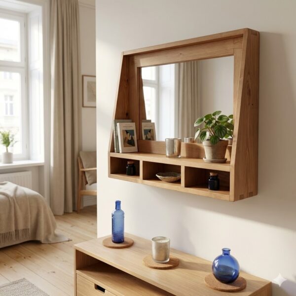 The Still wood Mirror Shelf — Solid Natural Wood