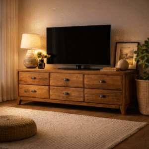 Handcrafted Solid Wood TV Unit