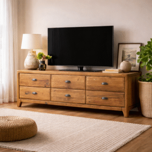 Handcrafted Solid Wood TV Unit