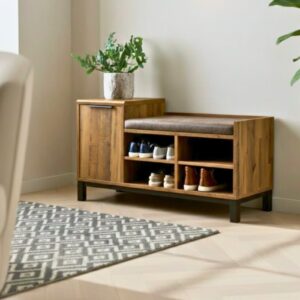 Counter Wood Entryway Bench & Shoe Storage